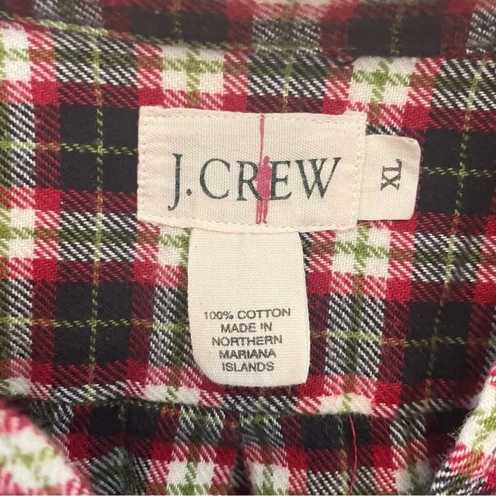 VTG J Crew Oarsman Mens XL Red Plaid Flannel Button Up Long Sleeve Y2K Preppy